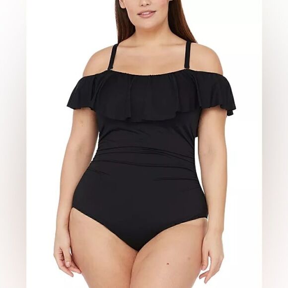 La Blanca Plus Size Island Goddess OfftheShoulder One-Piece Swimsuit
Women's 18W - Picture 3 of 15